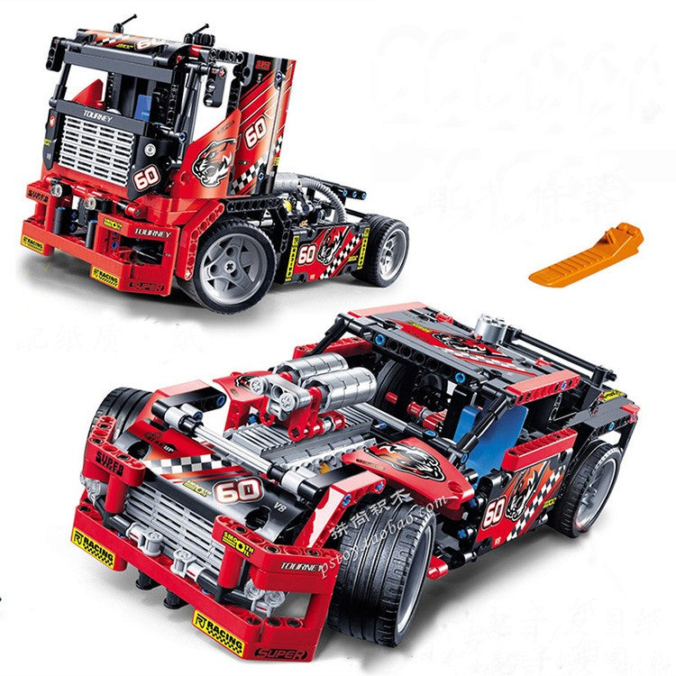 LEGO 608pcs Race Truck Car 2 In 1 Transformable Model Building Block Sets Decool 3360 DIY Toys