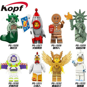 LEGO Rocket Boy Gingerbread Man Medusa Chicken Suit Unicorn Girl Inhumans Royal Family Super Heroes Building Blocks Kids Toys PG8061