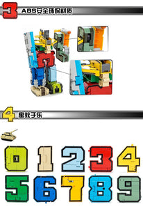 15Pcs Creative Blocks Action Figure Transformation Number Robot Deformation Robot Toy