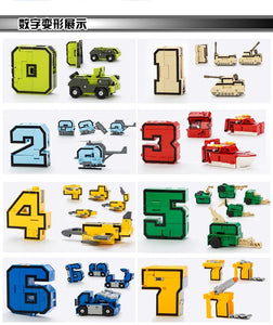 15Pcs Creative Blocks Action Figure Transformation Number Robot Deformation Robot Toy