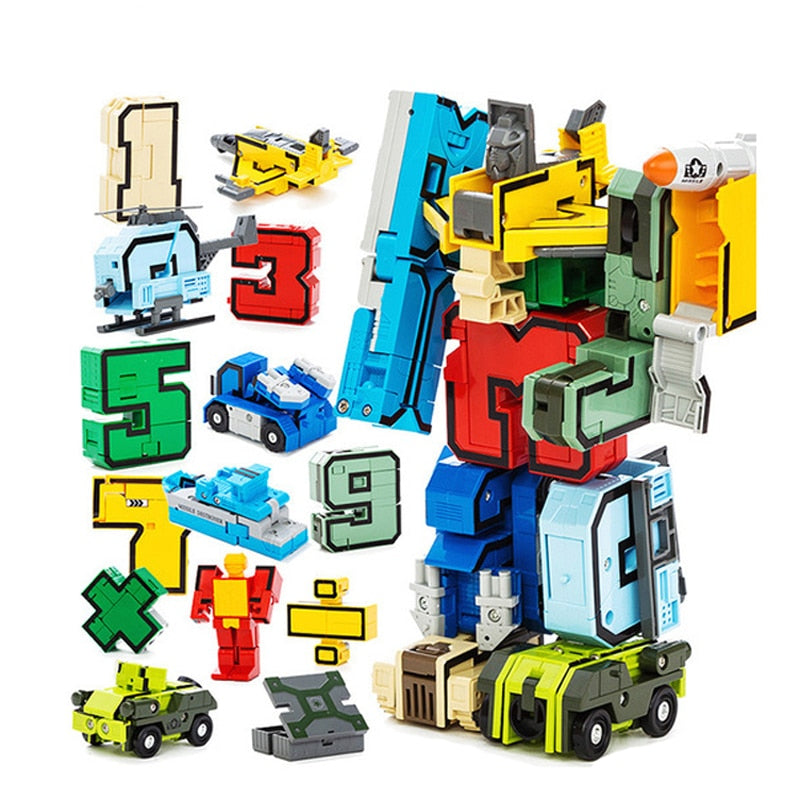 15Pcs Creative Blocks Action Figure Transformation Number Robot Deformation Robot Toy