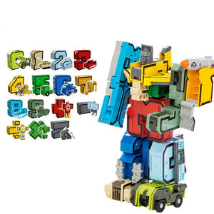 15Pcs Creative Blocks Action Figure Transformation Number Robot Deformation Robot Toy