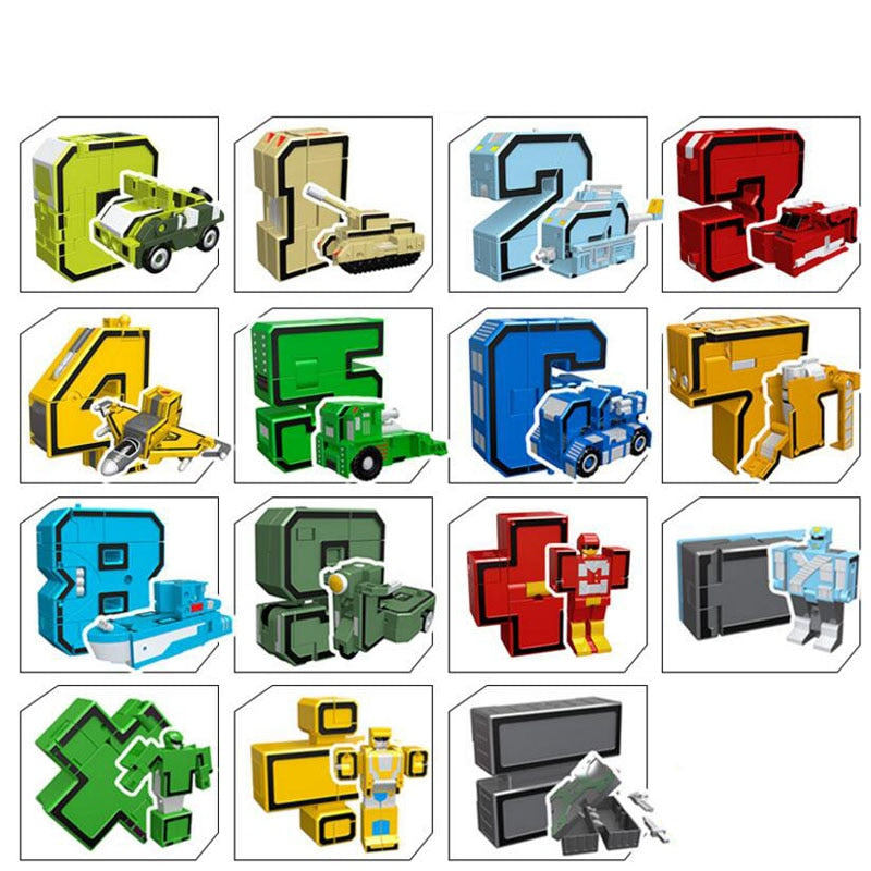 15Pcs Creative Blocks Action Figure Transformation Number Robot Deformation Robot Toy