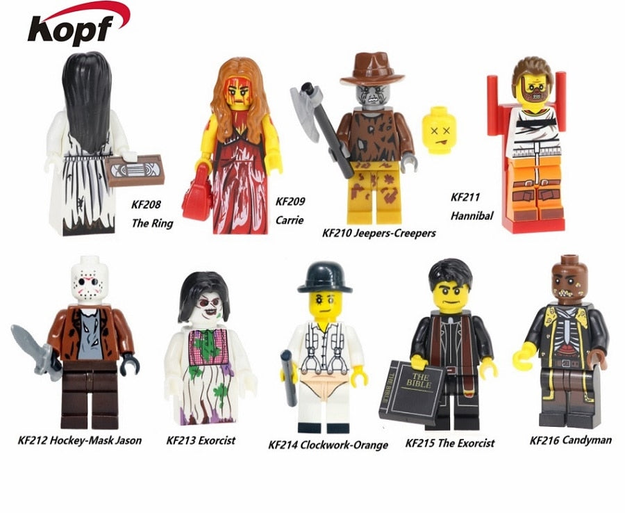 LEGO The Horror Theme Movie Hannibal Clockwork Orange Hackey Mask Jason Nightmares Sally Shock