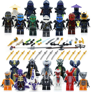 LEGO 24pcs/lot NINJA Heroes Kai Jay Cole Zane Nya Lloyd With Weapons Action Toy Figure Blocks