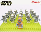 21pcs/lot STAR WARS Wolfpack Clone Trooper Commander Fox Clone Trooper Captain Rex compatible legoe Mini toy fig building block