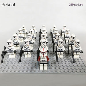 21pcs/lot STAR WARS Wolfpack Clone Trooper Commander Fox Clone Trooper Captain Rex compatible legoe Mini toy fig building block