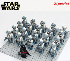 21pcs/lot STAR WARS Wolfpack Clone Trooper Commander Fox Clone Trooper Captain Rex compatible legoe Mini toy fig building block