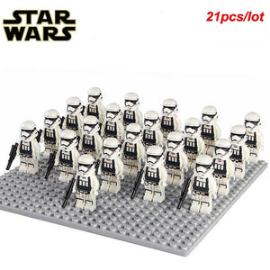 21pcs/lot STAR WARS Wolfpack Clone Trooper Commander Fox Clone Trooper Captain Rex compatible legoe Mini toy fig building block