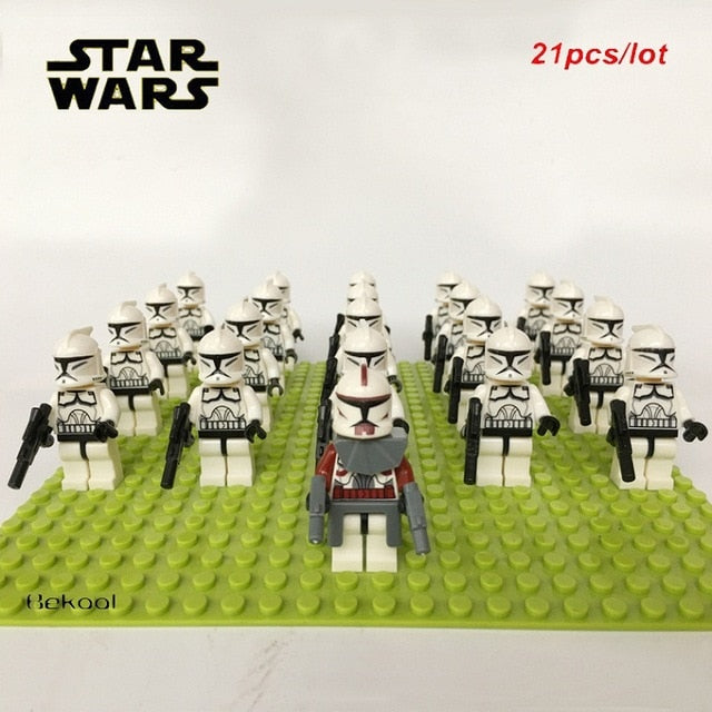 21pcs/lot STAR WARS Wolfpack Clone Trooper Commander Fox Clone Trooper Captain Rex compatible legoe Mini toy fig building block