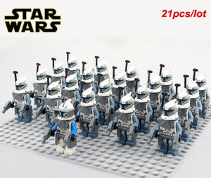 21pcs/lot STAR WARS Wolfpack Clone Trooper Commander Fox Clone Trooper Captain Rex compatible legoe Mini toy fig building block