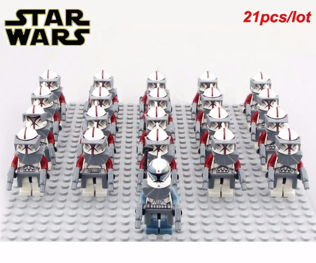 21pcs/lot STAR WARS Wolfpack Clone Trooper Commander Fox Clone Trooper Captain Rex compatible legoe Mini toy fig building block