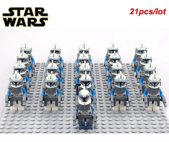 21pcs/lot STAR WARS Wolfpack Clone Trooper Commander Fox Clone Trooper Captain Rex compatible legoe Mini toy fig building block