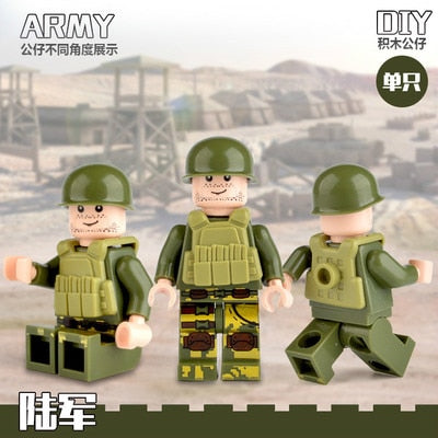 20PCS Military Team City Police Armed Assault Army soldiers legoingly Weapons Guns Figure WW2 World War Blocks Gift Baby Toys