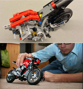 LEGO 378Pcs Technic Motorcycle Exploiture Model Harley Vehicle