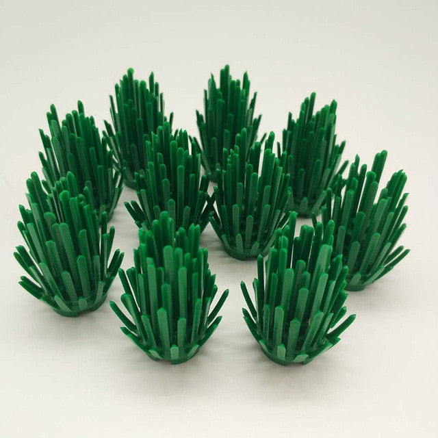 10pcs/Lot Bush Trees Green Grass Building Bricks Plants Blocks City Parts Accessories Compatible LegoINGlys Assemble Particles