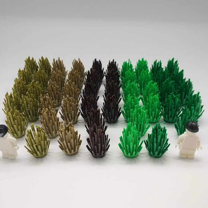 10pcs/Lot Bush Trees Green Grass Building Bricks Plants Blocks City Parts Accessories Compatible LegoINGlys Assemble Particles