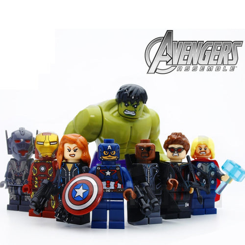 8pcs/lot LEGO The Avengers Hulk Thor Captain Iron-man Black Widow Building Blocks Kit Toys Kids Gifts