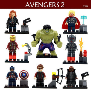 8pcs/lot LEGO The Avengers Hulk Thor Captain Iron-man Black Widow Building Blocks Kit Toys Kids Gifts