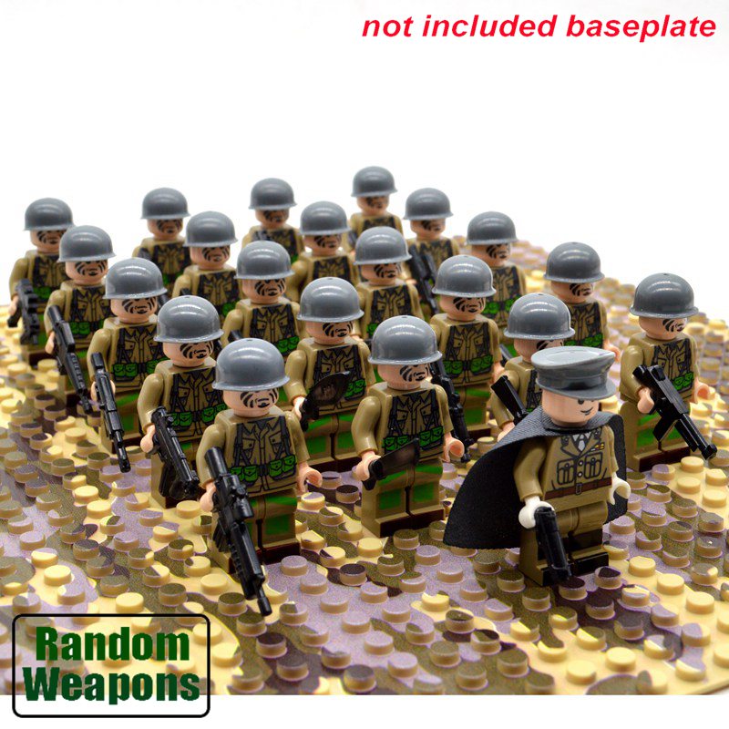 LEGO 21PCs/set WW2 Army Military Building Blocks German France Italy Japan Britain China Small Soldier Officer Weapons