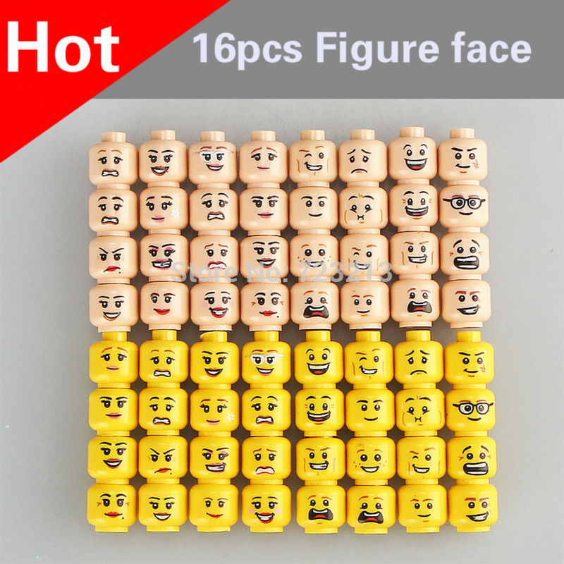 LEGO 16pcs/bag Figure Face Head Set Female or Male Joker MOC Accessories B