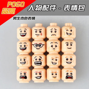 LEGO 16pcs/bag Figure Face Head Set Female or Male Joker MOC Accessories B