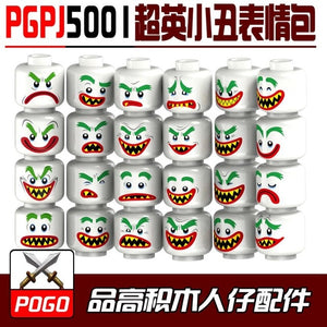 LEGO 16pcs/bag Figure Face Head Set Female or Male Joker MOC Accessories B