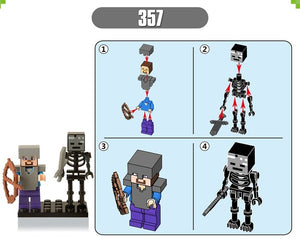 Minecrafted Style Zombie Steve figure DIY Building Blocks Toys Compatible Legoings Model