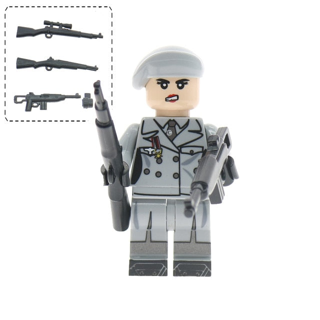 LEGO WW2 Russian Italy US germans British military army soldiers building blocks diy mini brick figures