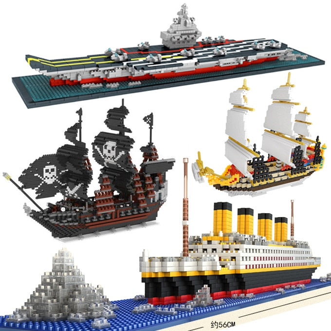 LEGO Titanic RMS Blocks Building Cruise boat set brick Children toys Aircrafted Carrier Pirate Black Pearl