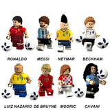 LEGO Football Pogba Ronaldo Messi Beckham Neymar Modric Cavani Bruyne Models Figures Building Blocks Bricks Toys Kids