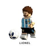 LEGO Football Pogba Ronaldo Messi Beckham Neymar Modric Cavani Bruyne Models Figures Building Blocks Bricks Toys Kids