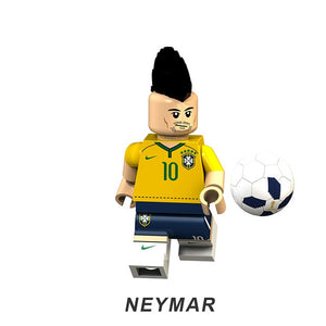 LEGO Football Pogba Ronaldo Messi Beckham Neymar Modric Cavani Bruyne Models Figures Building Blocks Bricks Toys Kids