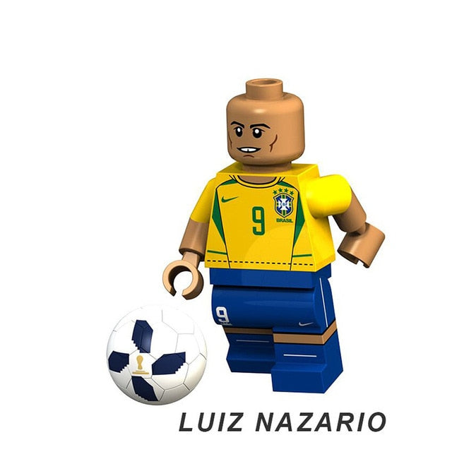 LEGO Football Pogba Ronaldo Messi Beckham Neymar Modric Cavani Bruyne Models Figures Building Blocks Bricks Toys Kids