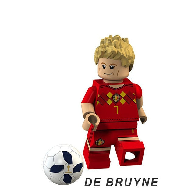 LEGO Football Pogba Ronaldo Messi Beckham Neymar Modric Cavani Bruyne Models Figures Building Blocks Bricks Toys Kids