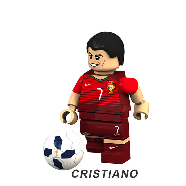 LEGO Football Pogba Ronaldo Messi Beckham Neymar Modric Cavani Bruyne Models Figures Building Blocks Bricks Toys Kids