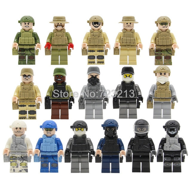 LEGO 12pcs/set Legoingly Military SWAT Teams Figure Set City Police Weapon Model Building Blocks