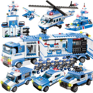 LEGO City Police Series 8 in 1/6 In 1  Vehicle Car Helicopter Police Staction Building Blocks DIY Bricks