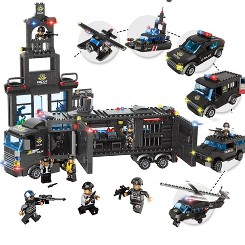 LEGO City Police Series 8 in 1/6 In 1  Vehicle Car Helicopter Police Staction Building Blocks DIY Bricks