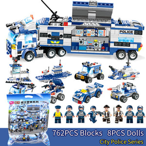 LEGO City Police Series 8 in 1/6 In 1  Vehicle Car Helicopter Police Staction Building Blocks DIY Bricks