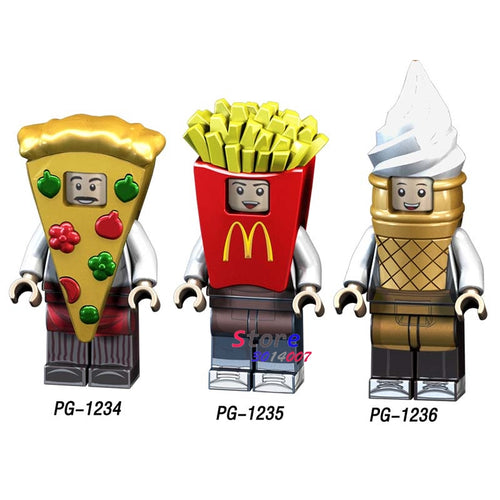 LEGO pizza ice cream Fries peanut fruit disguised Watermelon Cute Watermelon Peanut figures building block toys for children