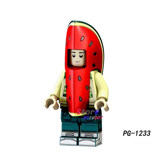 LEGO pizza ice cream Fries peanut fruit disguised Watermelon Cute Watermelon Peanut figures building block toys for children