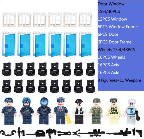 LEGO DIY Car Wheels /Figures/Window For Classic Blocks  100g /Pack Complement Blocks Educational Toy