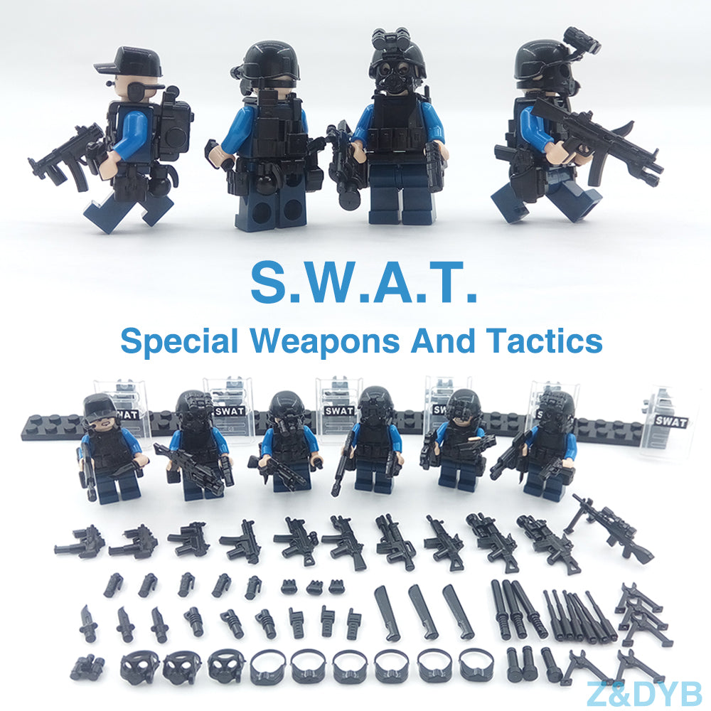 LEGO 215PCS/Lot SWAT Team City Police Military Figures Scene Series Soldier Army Gun Weapon