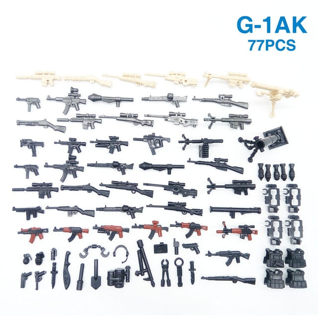 LEGO 215PCS/Lot SWAT Team City Police Military Figures Scene Series Soldier Army Gun Weapon