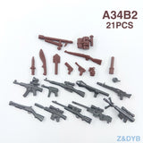 Heavy Machine Guns DIY Military Weapons Bazooka Soldiers Army Model Building Block Brick Arms WW2 Police