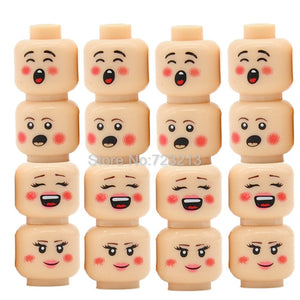 LEGO 16pcs/bag Figure Face Head Set Female or Male Joker MOC Accessories B