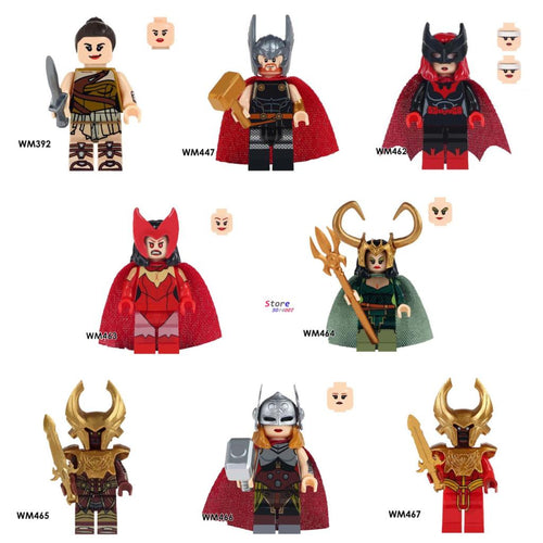 LEGO marvel Avengers Wonder Woman Figures Heimdallr Thor Lady Loki Knight Batman Scarlet Witch building block toy for children