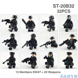 LEGO 215PCS/Lot SWAT Team City Police Military Figures Scene Series Soldier Army Gun Weapon