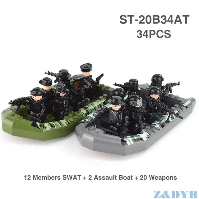 LEGO 215PCS/Lot SWAT Team City Police Military Figures Scene Series Soldier Army Gun Weapon